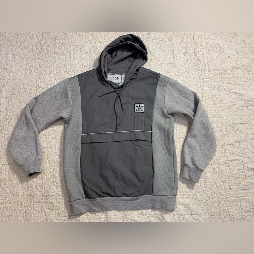 Adidas Originals ID96 Mens Active Hoodies, Color: Grey/Dark Grey Size Medium